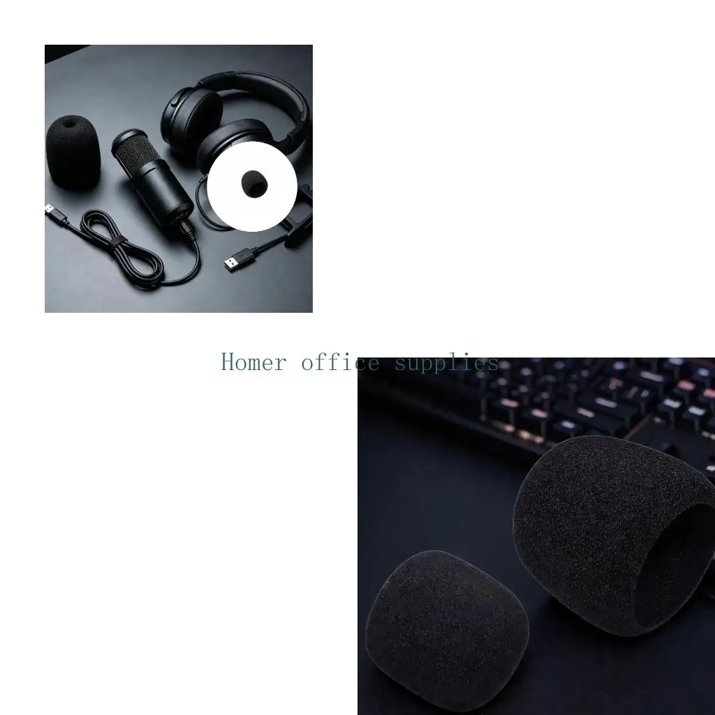 K43B Microphone Foam Cover Black Slip on Mic Windscreen for Seiren V2 X Mic for Streaming Setups, Washable Sponge Sleeve