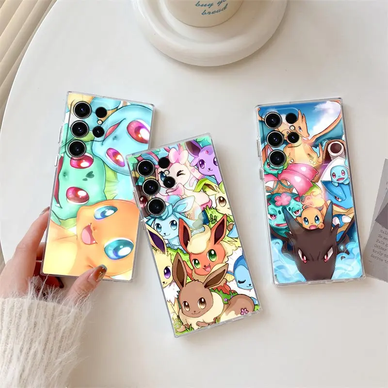 

Cute Baby Pokemons S25Ultra Clear Case For Samsung Galaxy S25 S24 S23 Ultra S20 S21 FE S22 Plus A56 A55 A36 A26 5G Phone Cover