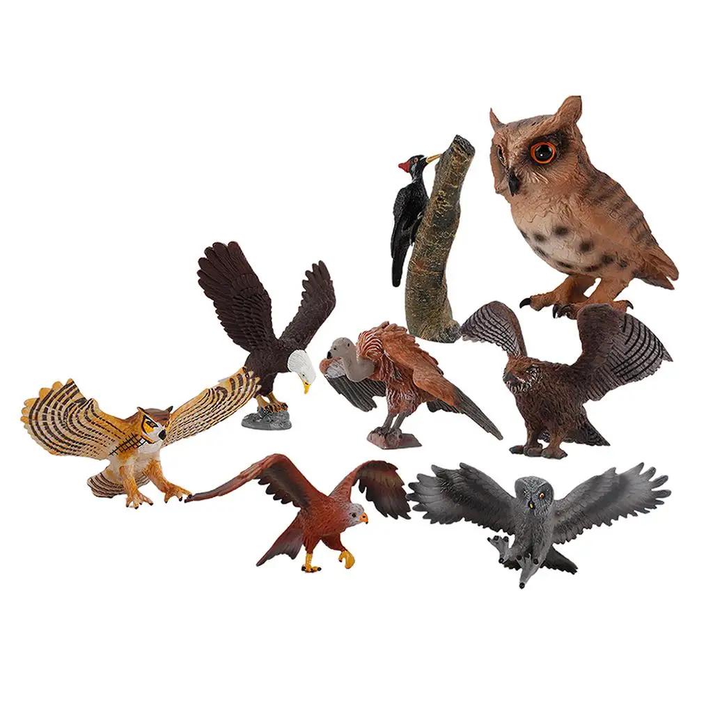 8PCS Textures Bird Figurines, tiny birds Animal Figures Toy Set