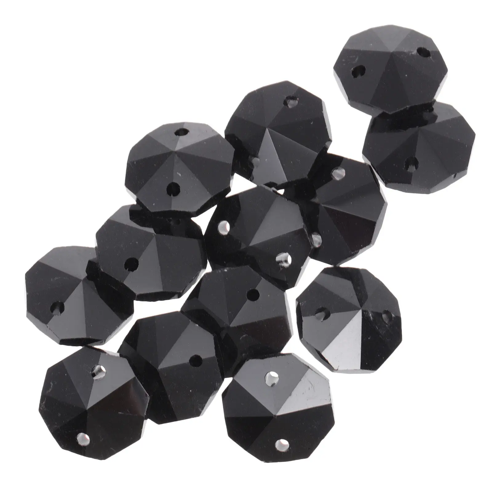 

40Pcs Colored Glass Octagonal Beads DIY Craft Beads with Holes for Jewelry Decoration Festival Theme Activities