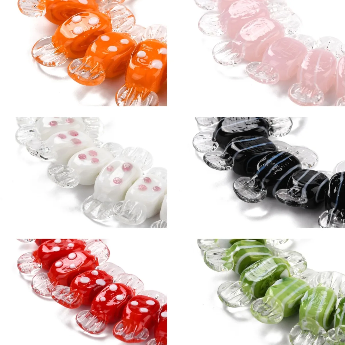 

5pcs Cute Bumpy Candy Shape Handmade Lampwork Beads Loose Spacer Beads for DIY Jewelry Making Accessories