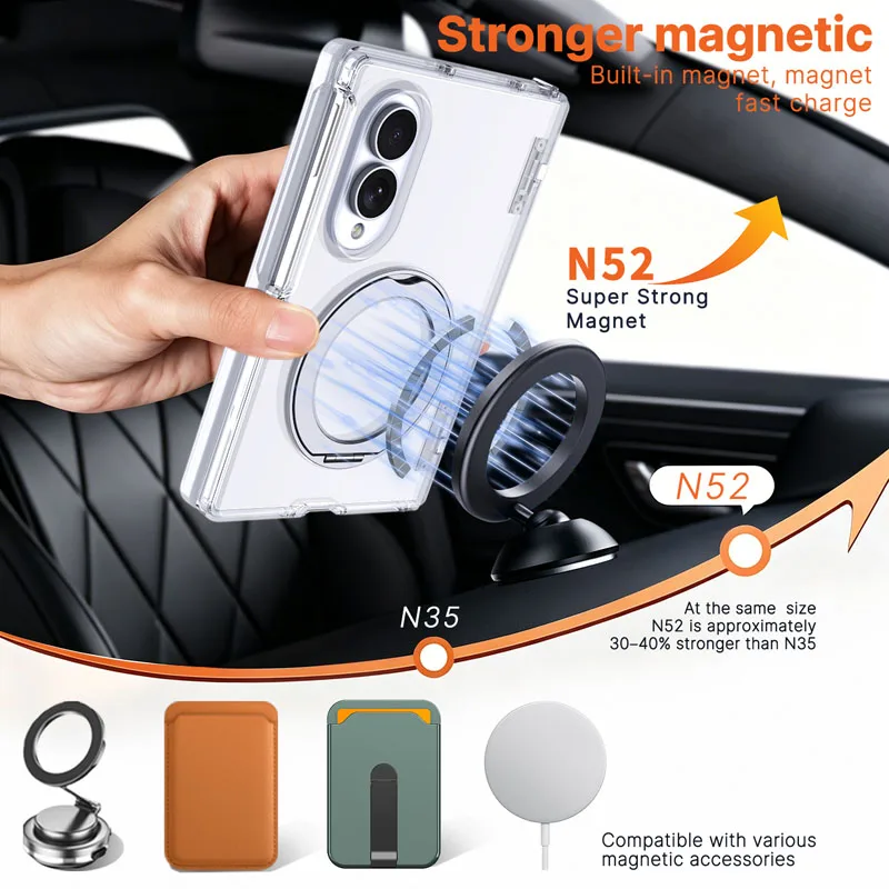 Dla Samsung Galaxy Z Fold 7 zFold 8 Wide 8 Ultra Cienkie Etui Magnetyczne Składane 360° °   Obrotowa osłona zawiasu stojaka pierścieniowego — zdjęcie produktu 4