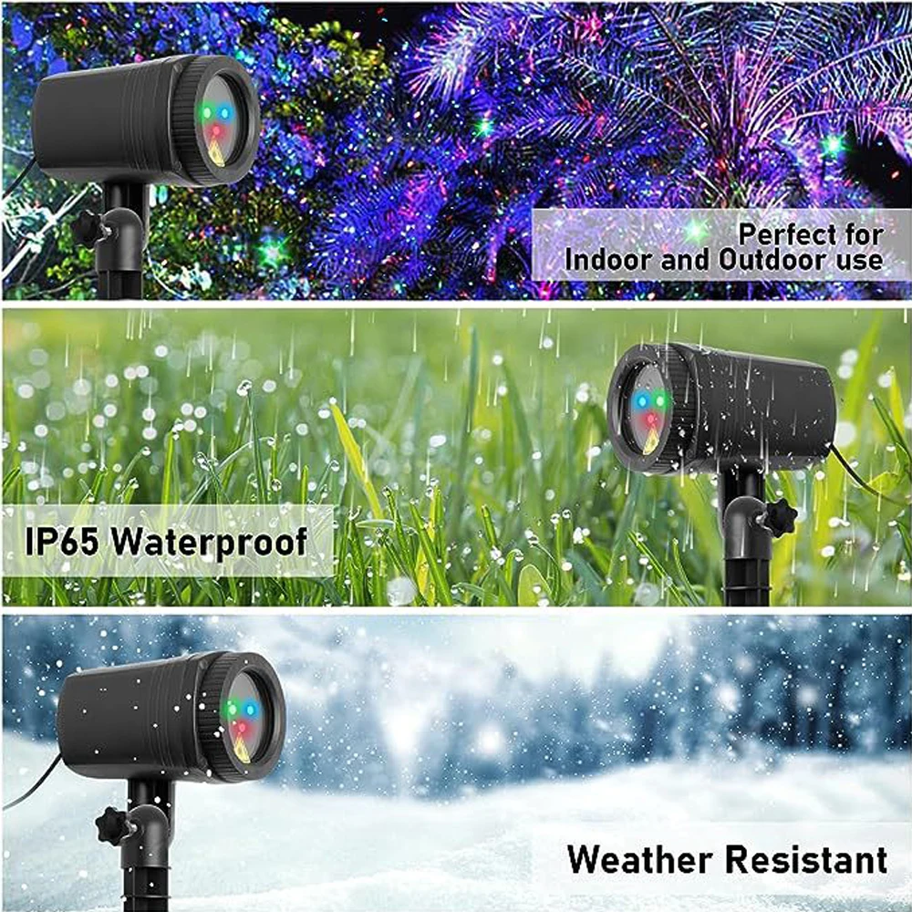 Outdoor Waterproof Lawn Laser Light Starry Sky Courtyard Ground Projection Light Firefly Christmas Festival Light Holiday Decor