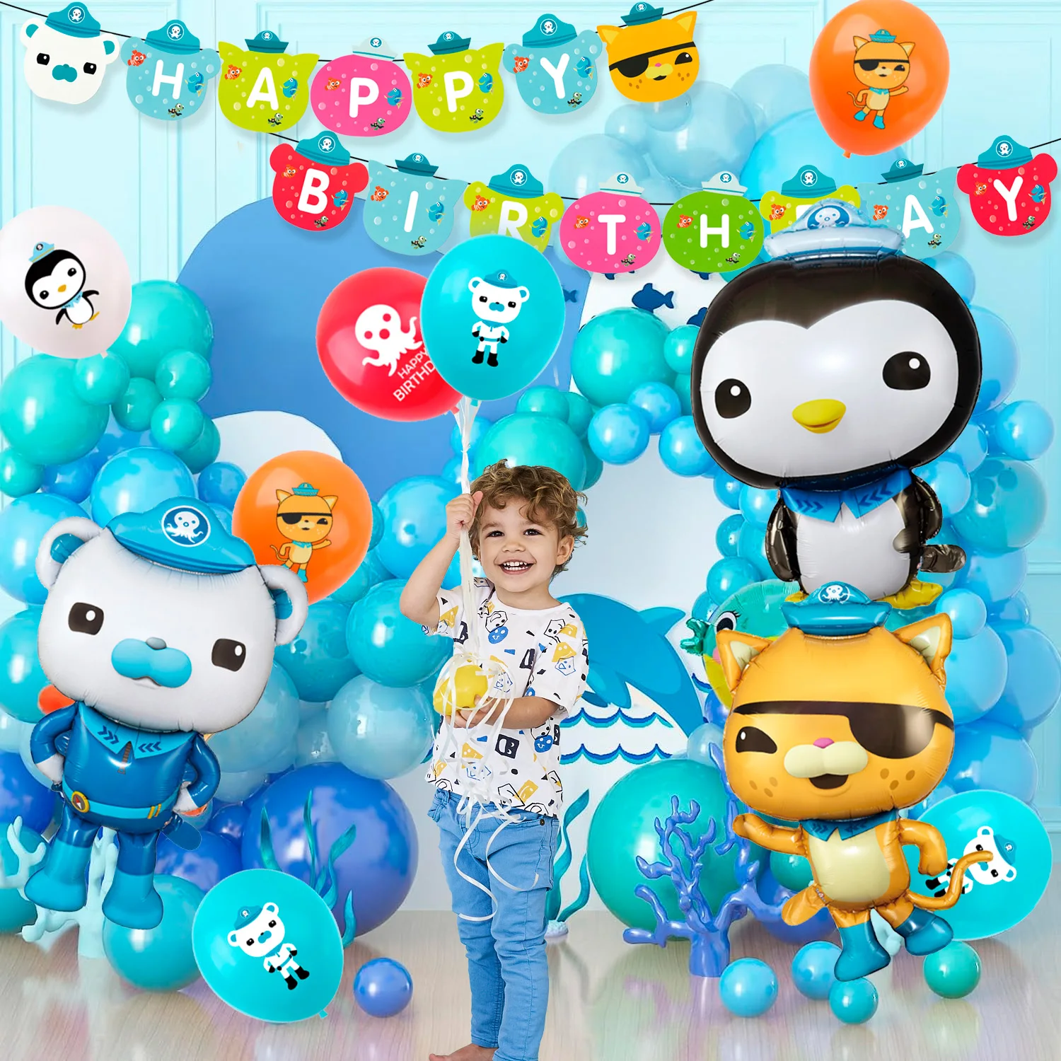 Octonaut Birthday  Decorations,114pcs Octonaut Birthday Decorations&Tableware Set-Party Plates Napkins Tablecloth Balloons etc