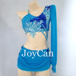 JoyCan Lyrical Dance Dress Blue Jazz Dance Costume Pole Dancing Clothes Girl Performance Training