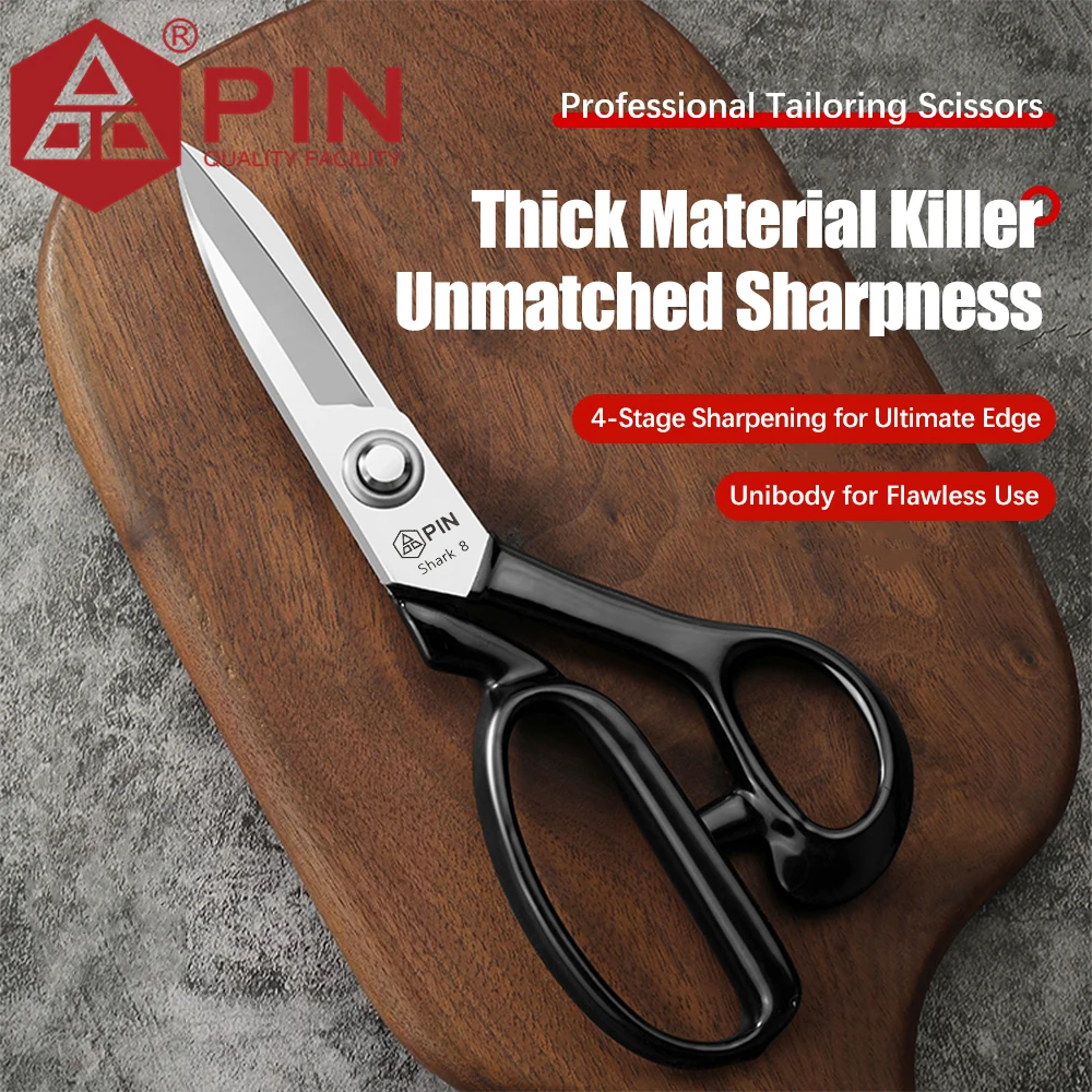 Professional Tailor Scissors, Ultra Thick High Carbon Steel Blades for Heavy Duty Fabric & Leather Cutting, Sewing Craft Tool