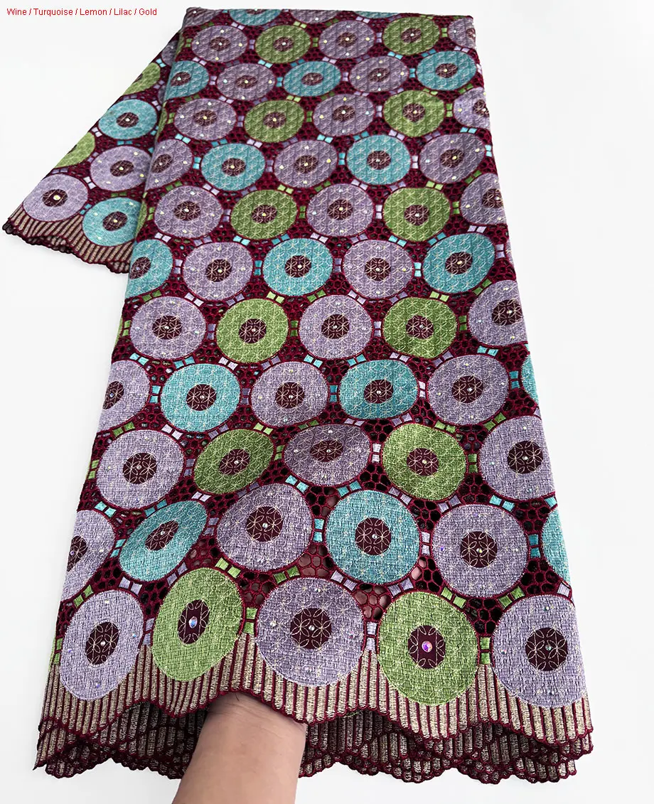 Best Grade King\'s Wear African Embroidered Lace Austria Cotton 100% Original Switzerland Fabric for Men & Women Celebrants Cloth