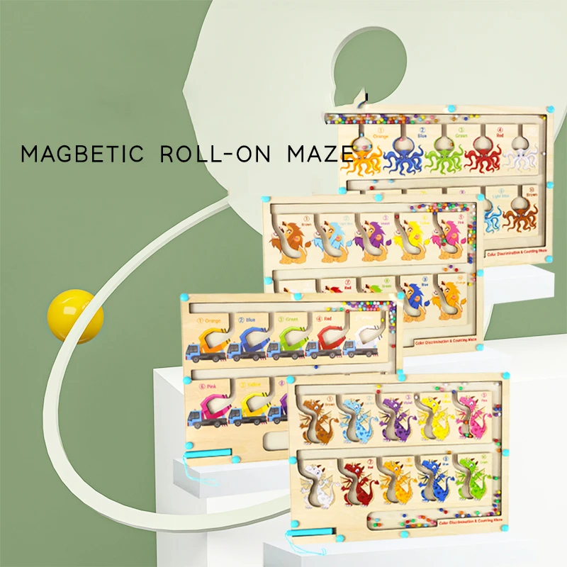 

Wooden Magnetic Color and Number Maze Learning Education Toys Color Matching Montessori Toys Wooden Toys Gifts for Children