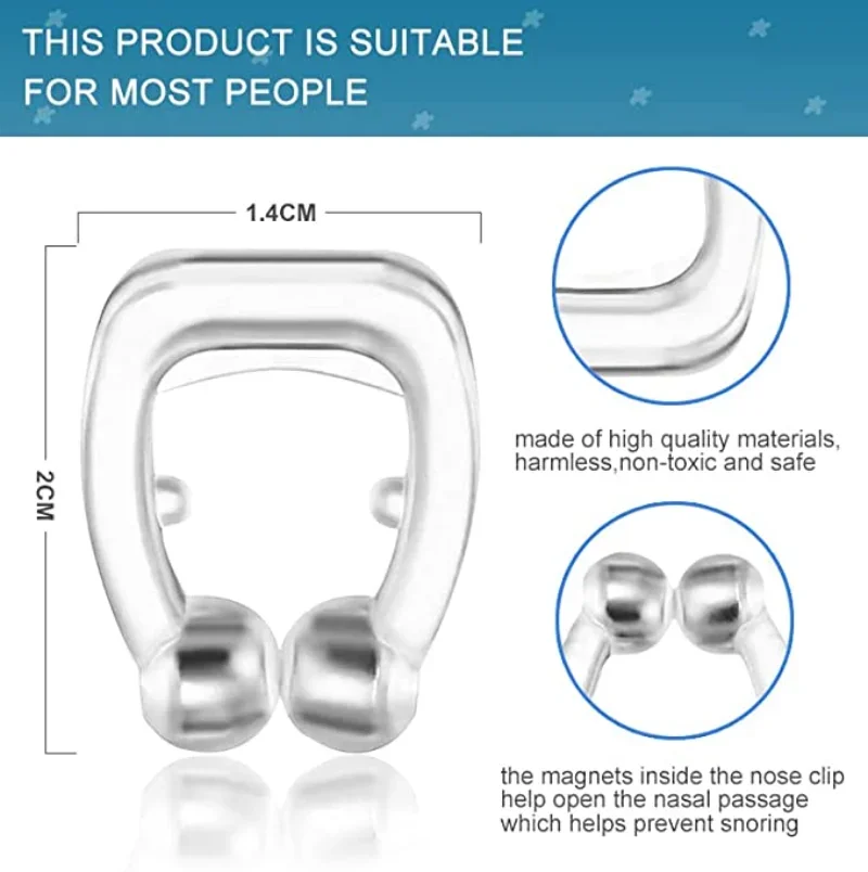 Anti ronco Silicone dispositivo, clipe de nariz, bandeja magnética do sono, ajuda, melhorar o sono, fácil respirar, apneia guarda, dispositivos