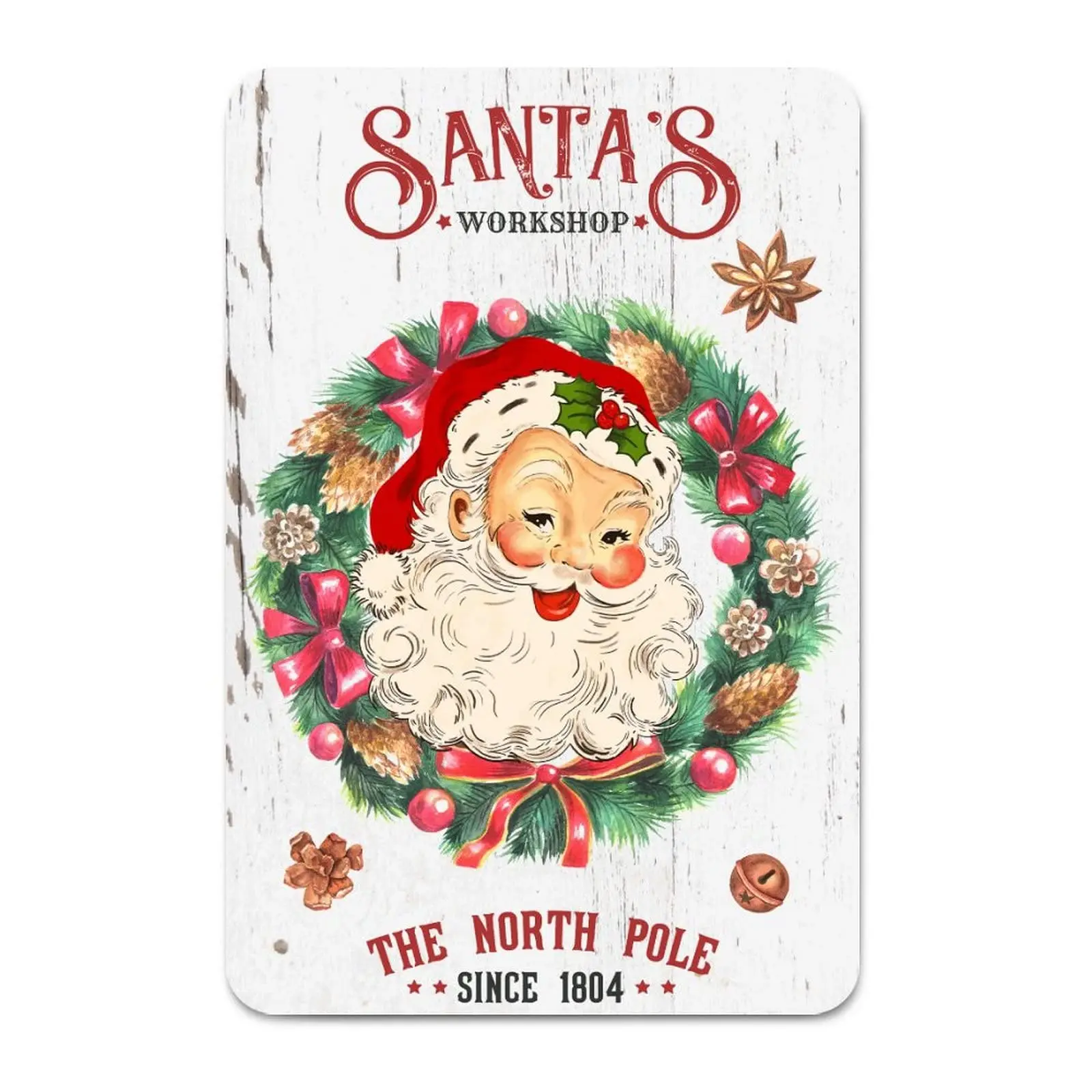 Vintage Metal Tin Sign para Cozinha Porch Portão, Feliz Natal Santa's Workshop, Home Door Decorações, Farmhouse, Xmas Party