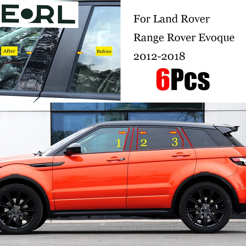 

New Hot 6PCS Gloss Black Polished Pillar Posts For Land Rover Range Rover Evoque 2012 - 2018 Window Trim Cover BC Column Sticker