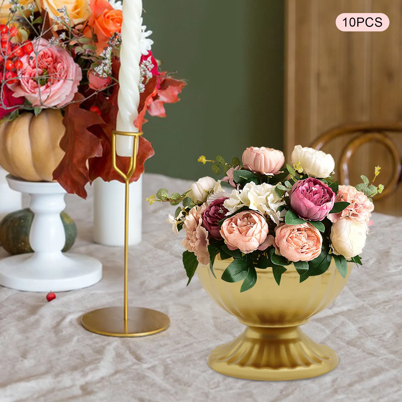 10PCS Wedding Party Vases Decor Retro European Style Tabletop Flower Arrangement Pot