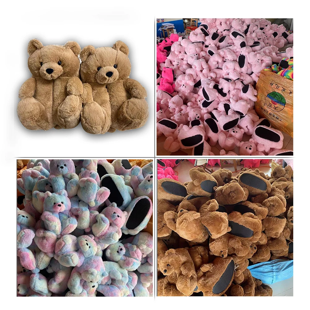 Highland Cow Fashion Teddy Bear Plush Slippers Women Men House Animals Soft Shoes Christmas Halloween Slipper Indoor Shoes