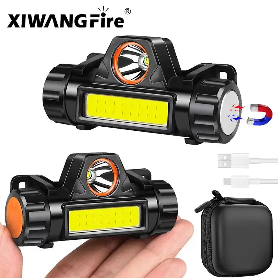 

XIWANGFIRE Portable Mini Flashlight COB Led Headlamp High Power Rechargeable Built-in Battery Outdoor Camping Fishing Headlight