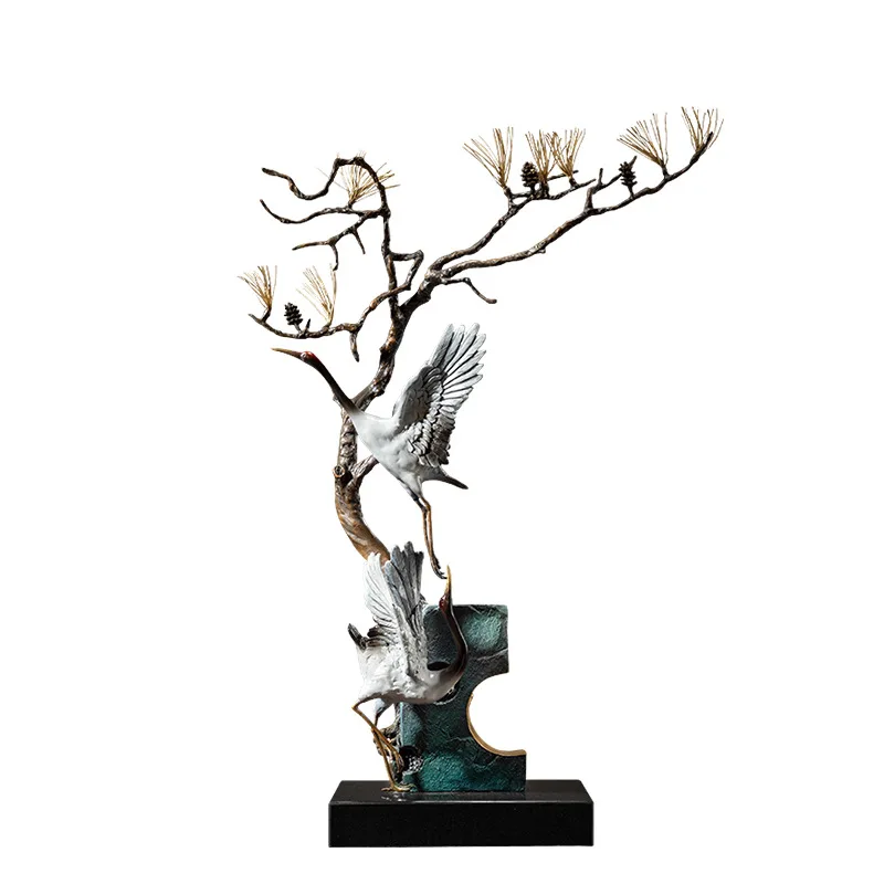 Crane copper ornament, metal brass, crane handicrafts, birthday greetings for the elderly and elders
