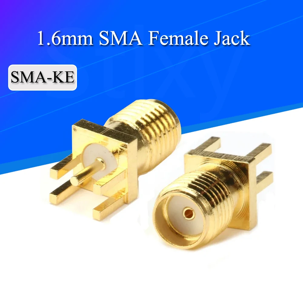 10PCS 1.6mm SMA Female Jack Solder Nut Edge PCB Clip Straight Mount Gold Plated RF Connector Receptacle Solder