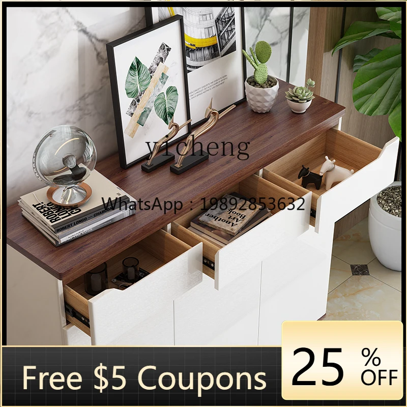 

XLL shoe cabinet household simple modern solid wood legs Nordic living room foyer cabinet