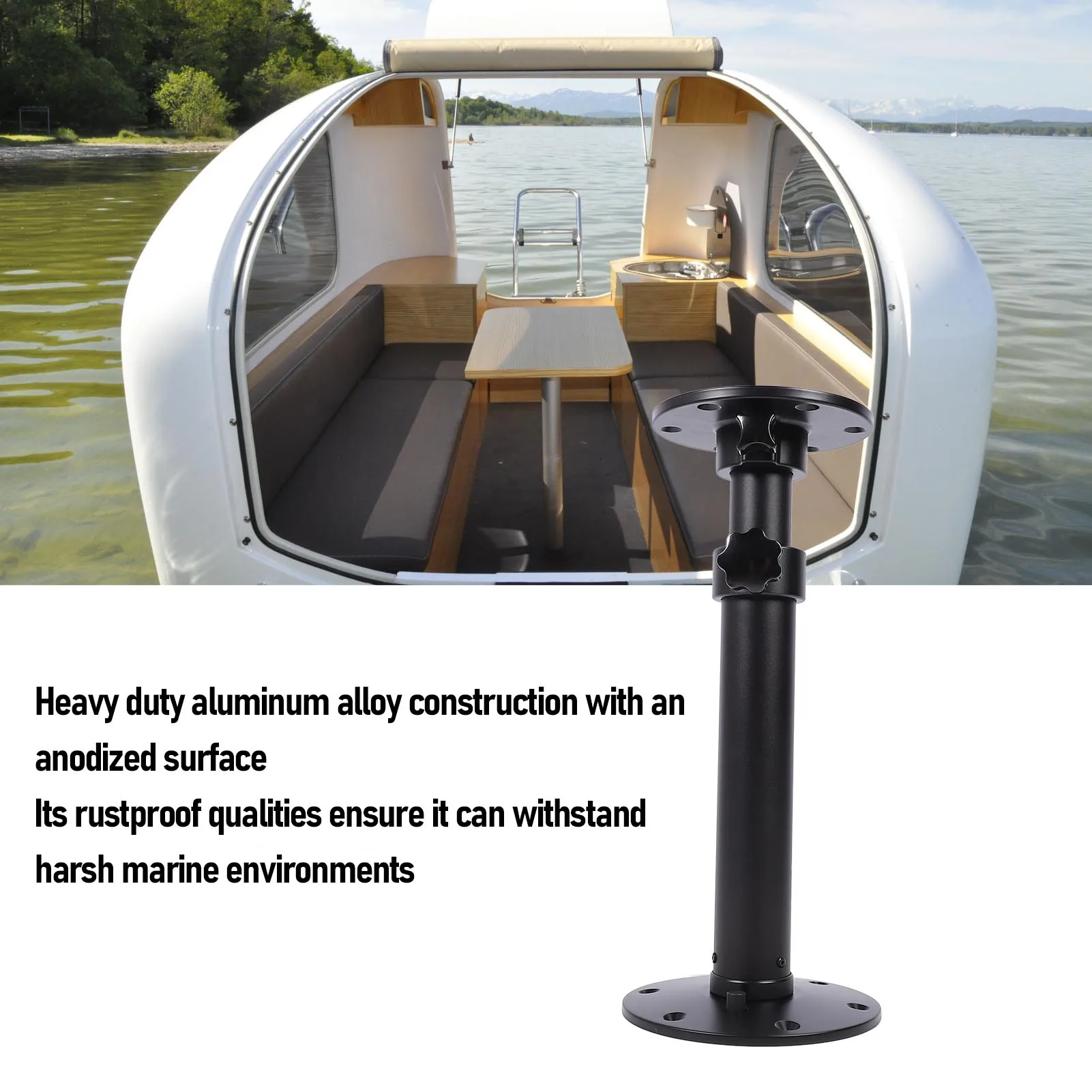 RV Table Leg Heavy Duty High Stability 18.11 To 27.76in Adjustable Marine Adjustable Table Pedestal for Campervan Yacht Deck