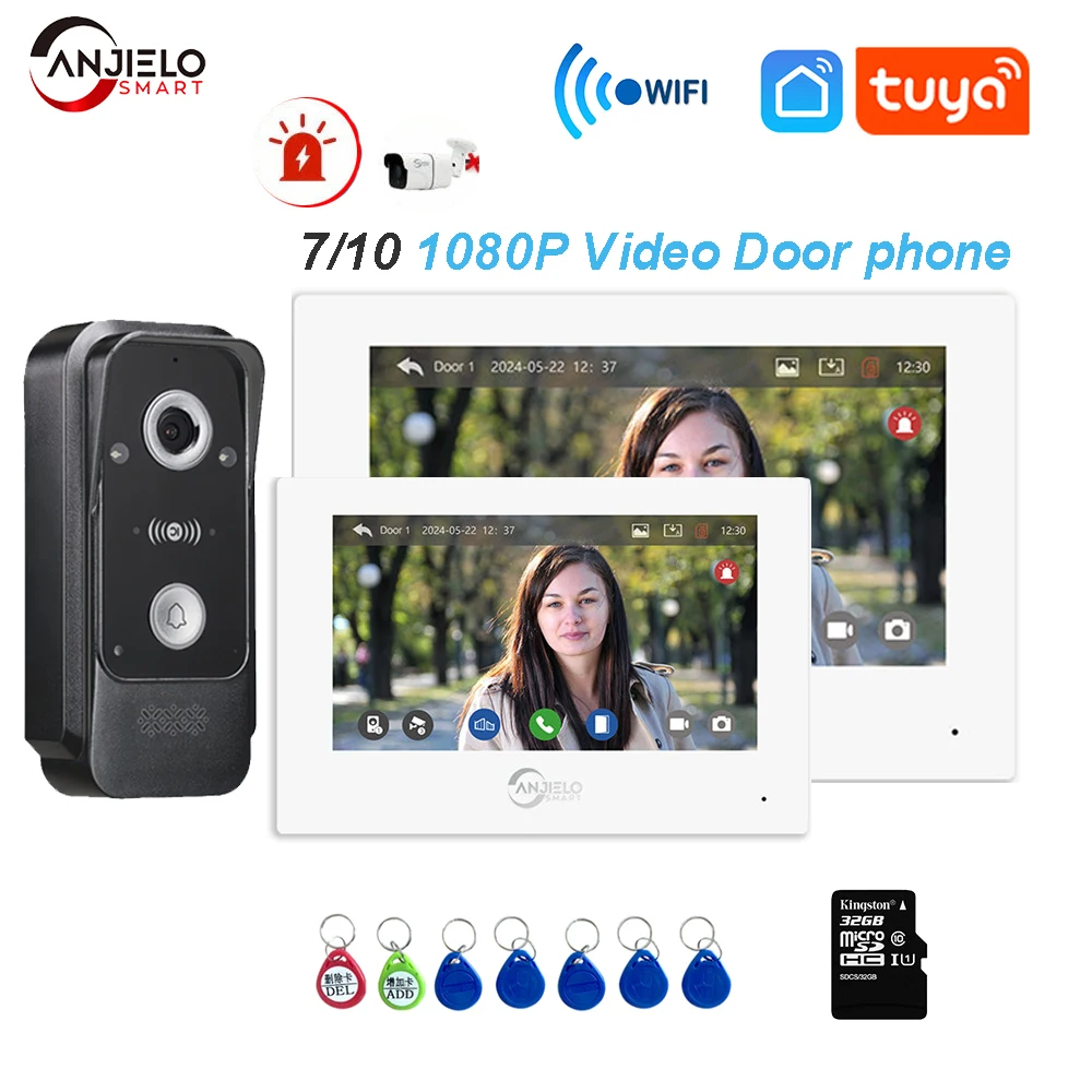 

NEW 7/10 Tuya Smart Home Video Door Entry Intercom System Wireless Video Door Phone WIFI 1080P Doorbell Camera RFID Card Wifi