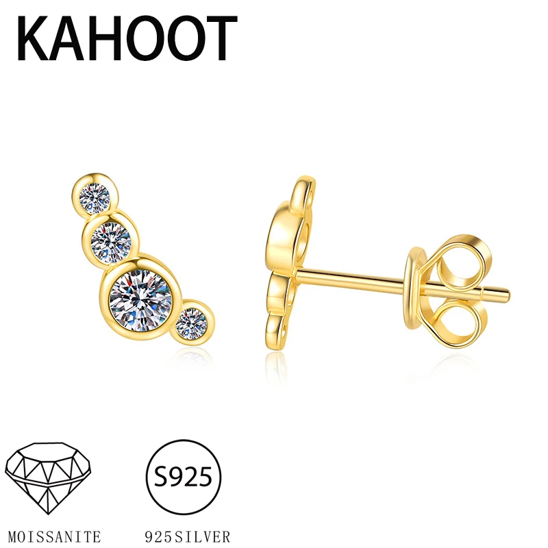 

A pair of 925 silver all moissanite simple retro fashion temperament men and women couple earrings, suitable for summer seaside