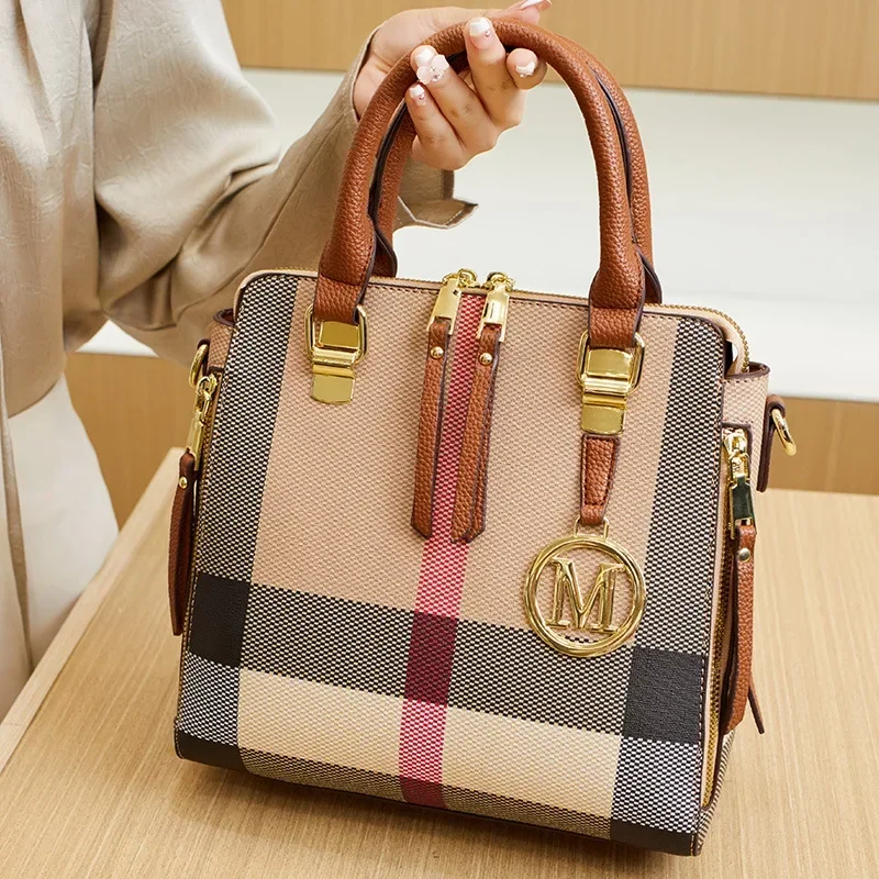 

Simple Classic Leather Tote Bag with Minimalist Design Solid Color and Large Capacity for Women Casual Commuter Use