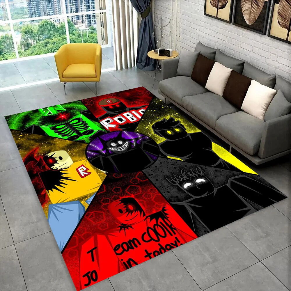 3D Cartoon R-Robloxs Game Carpet Rug for Playroom Bedroom Living Room Sofa Home Doormat Decor, Area Rug Non-slip Floor Mat Gift