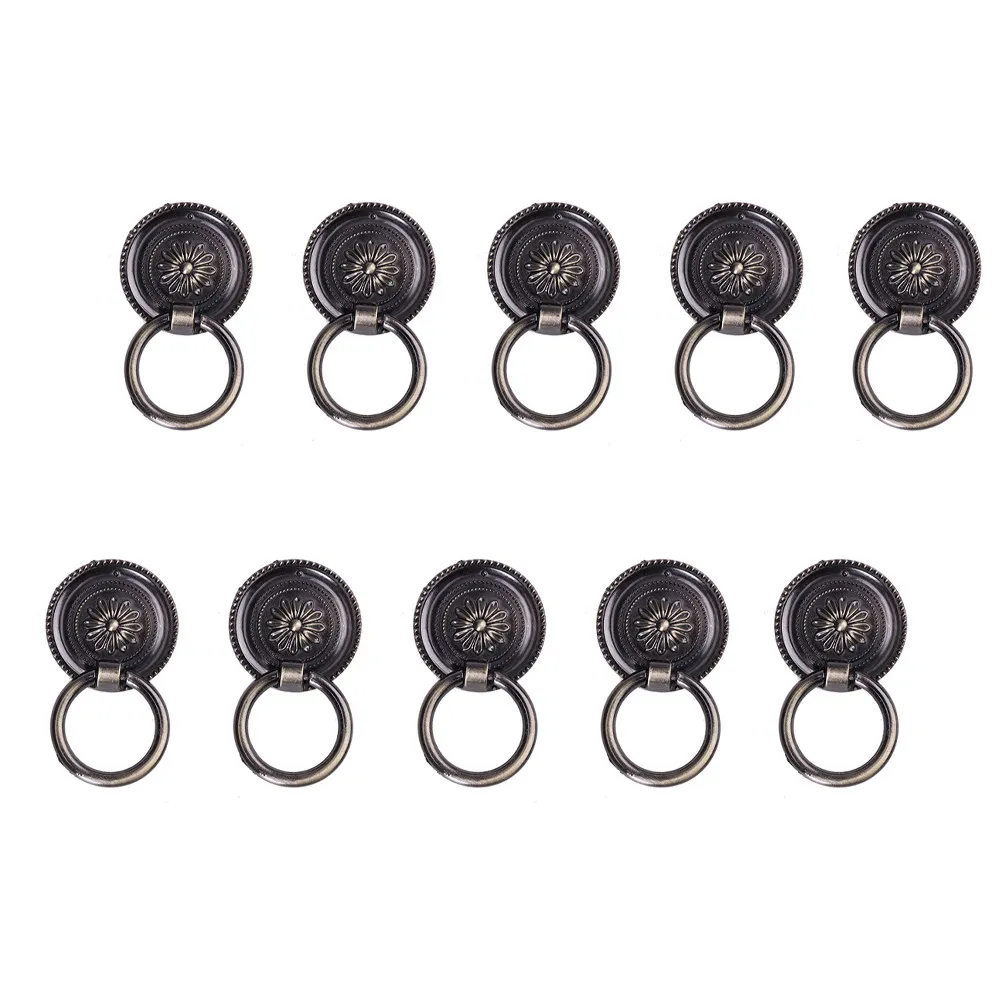 

10Pcs Zinc Alloy Cabinet Drawer Pull Ring Handle Brass for Kitchen Cupboard Door Knob Hanging Decorative Furniture