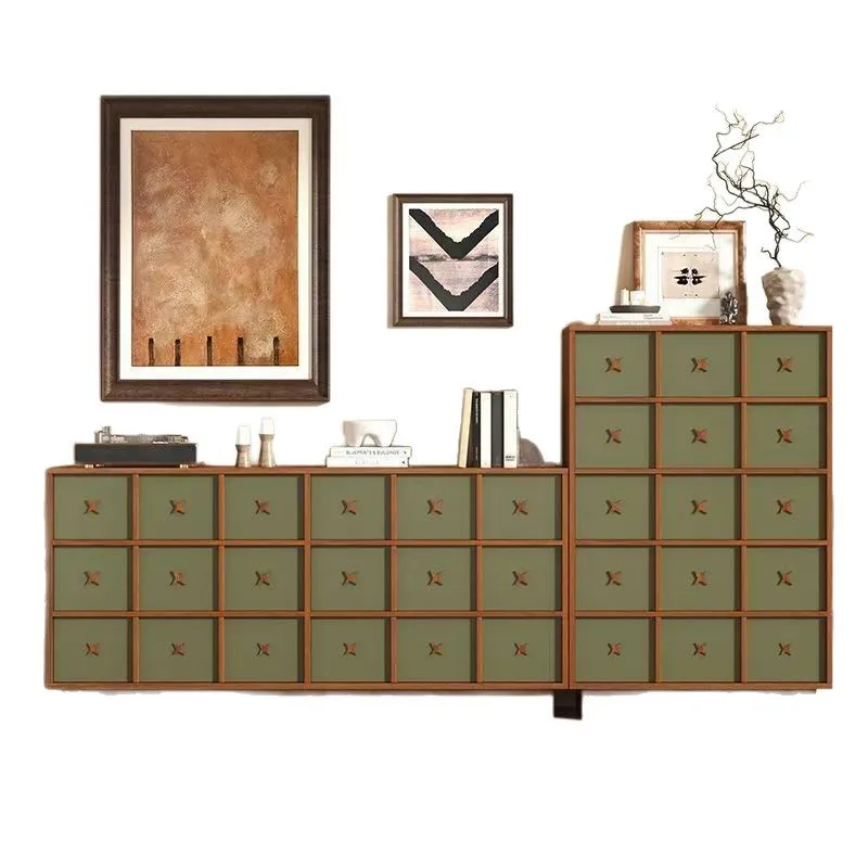 French Vintage Living Room Side Cabinet Bedroom Locker Bedside Cabinet Drawer Cabinet Locker Storage