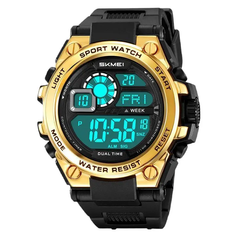 

SkmeiOutdoor Sports Многофункциональные электронные часы с двойным временем Студенческие светящиеся водонепроницаемые электронные наручные часы