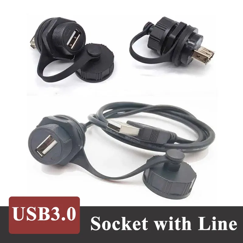 

Waterproof Dual Female USB 3.0 Panel Socket Wire IP67 Fine Tooth 20 USB 2.0 Data Signal Cable Male and Female Socket Connector