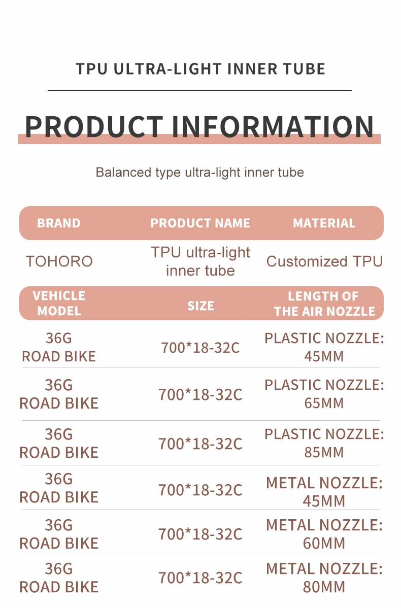 TPU-Schlauch 700c 18-32c mit 45 mm Presta-Ventil, ultraleichter Fahrradreifenschlauch für Rennrad – Detail 17