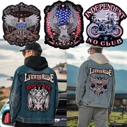 Motorcycle Biker Back Patch Large Embroidered Patches On Clothes Big Badge Stripes For Jacket Punk Skull Badges Iron On Patch