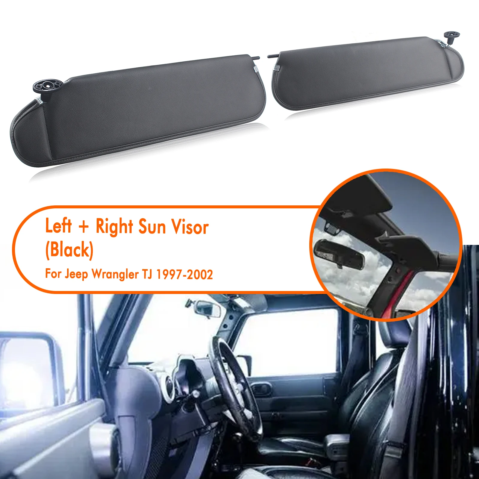 Car Interior Front Left Right Side Window Shade Blind Cover Sunvisor Shield Sunshade For Jeep Wrangler TJ 1997-2002