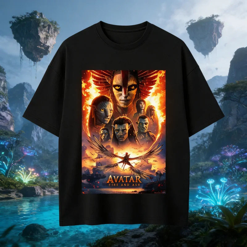 2025 Avatar Fire and Ash Shirt- Avatar Fire and Ash Movie Theatrical Poster T-Shirt 100% Pure Cotton Printed Breathable T-shirt