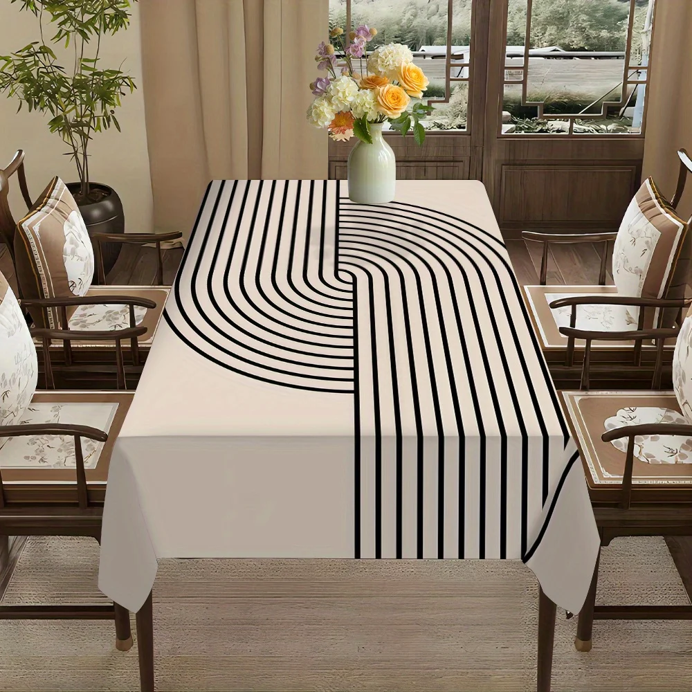 JIT + 1pc polyester tablecloth, simple geometric pattern tablecloth, woven table cover, floral flower print tableclothzyc
