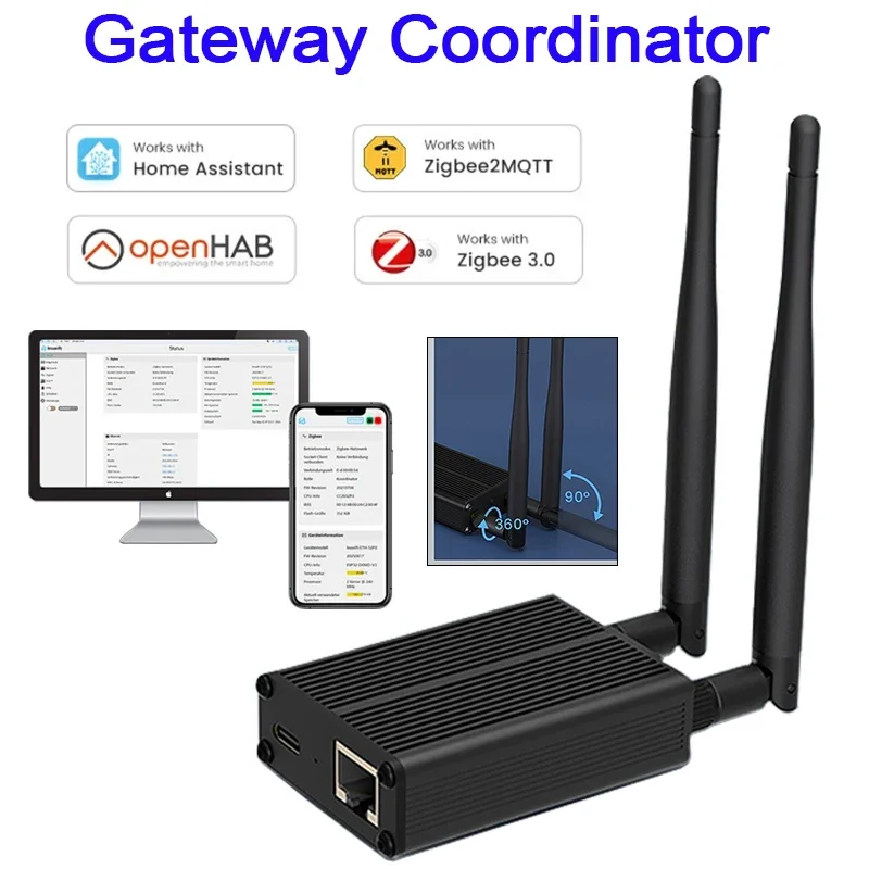 

Универсальный Ethernet-шлюз, USB-хаб и координатор Wi-Fi, совместим с Zigbee2 MQTT, Home Assistant, ZHA, OpenHAB