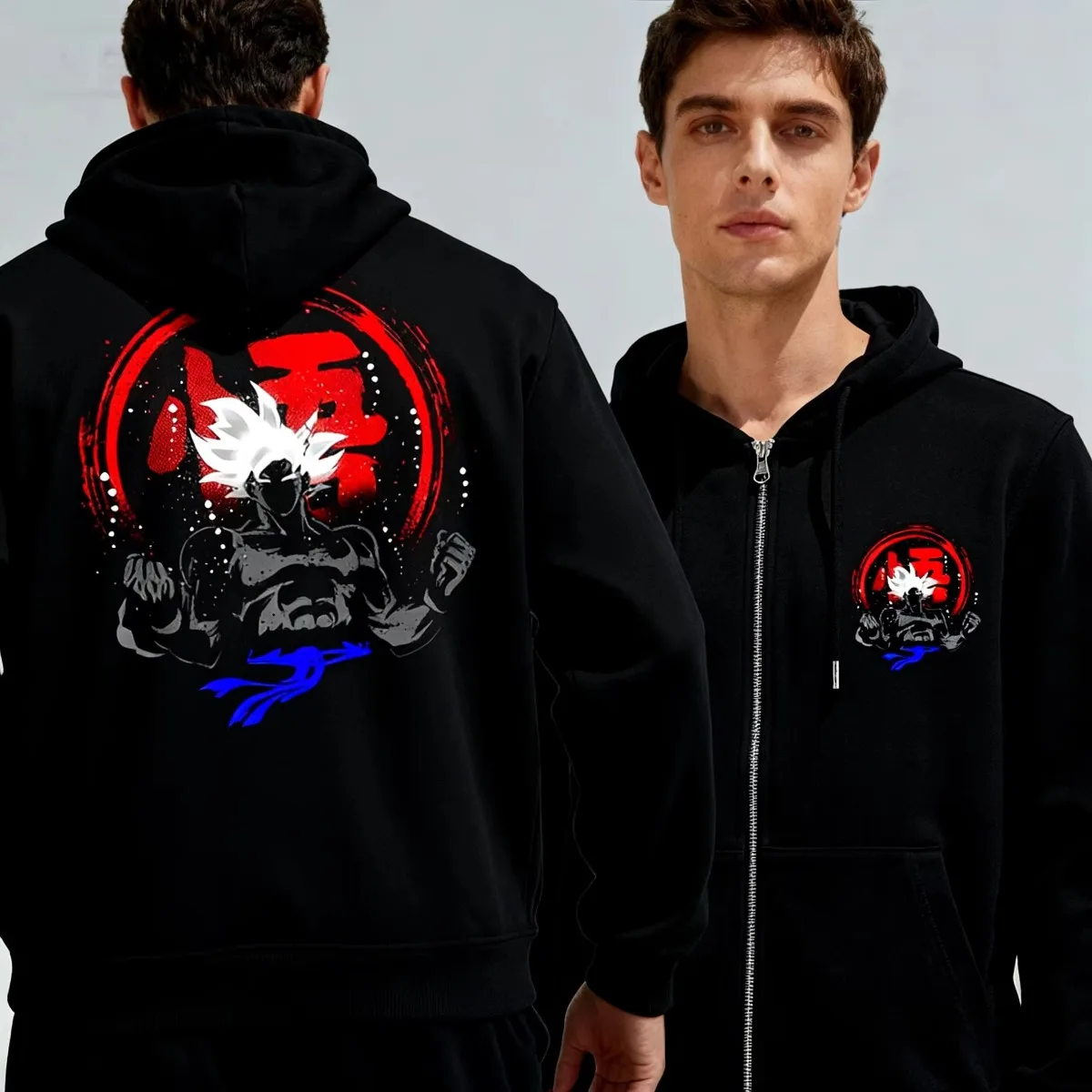 

Dragon Ball 2025 Новая популярная аниме-толстовка с капюшоном Bandai, мужская хлопковая куртка на молнии, толстовка с принтом, идеальный подарок для культуры отаку