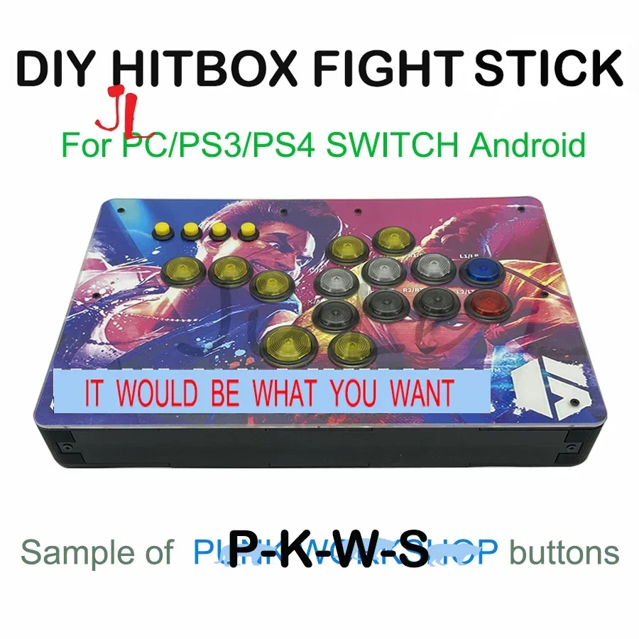 Customizable DIY Hitbox Arcade Fight Stick Fighting Game Controller Gamepad SANWA Buttons SOCD for PC/PS3/PS4 SWITCH Android