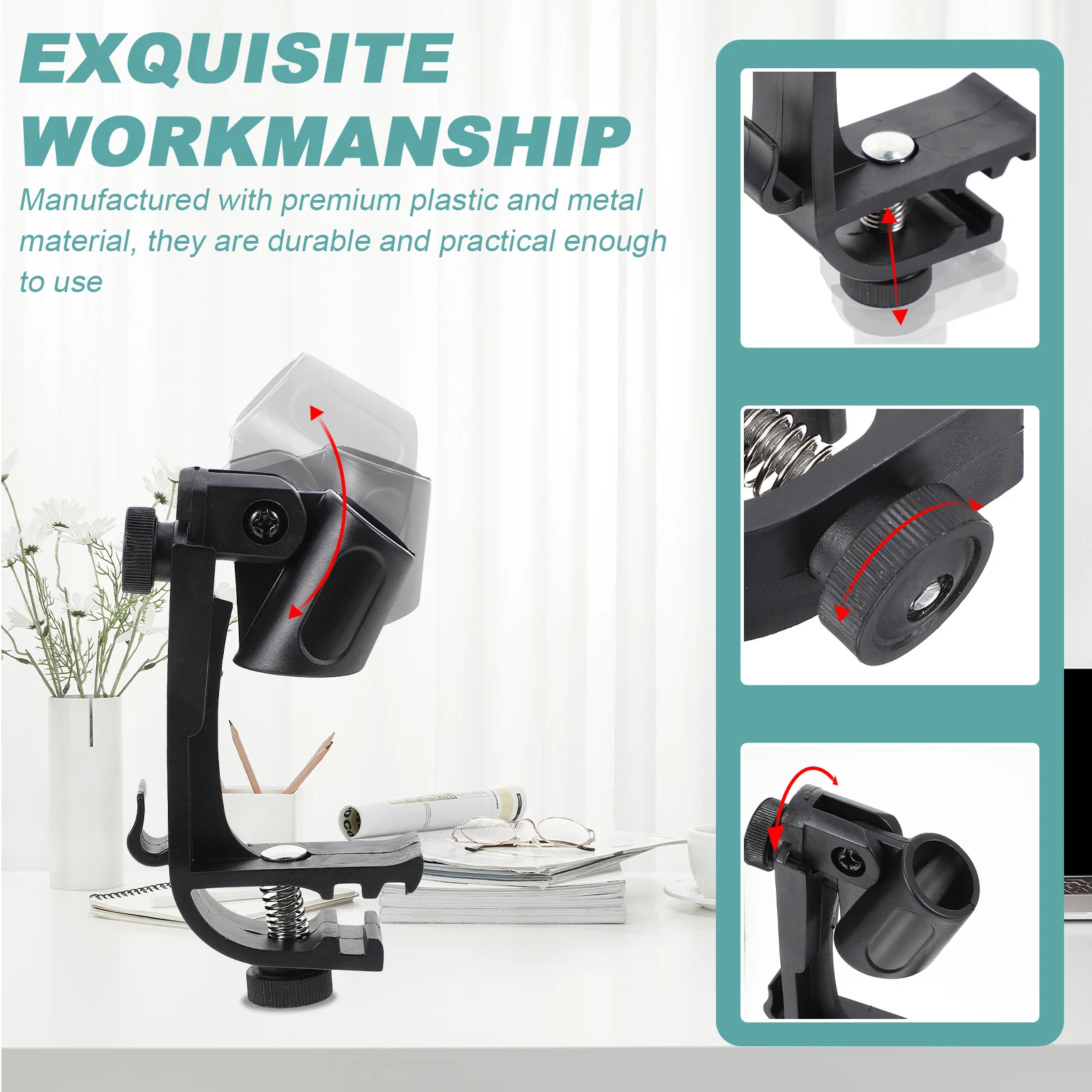 

2pcs Microphone Drum Mic Holder Plastic Mount Stand Black For Audio Accessory Portable Microphone Equipment