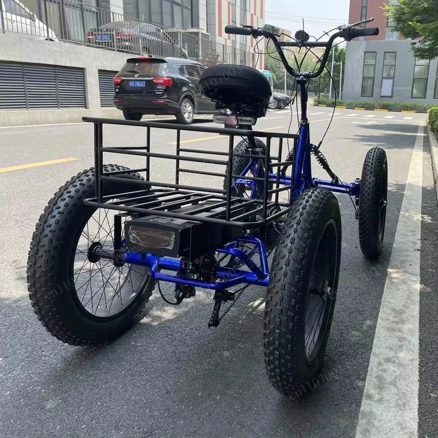 750W 1000W Electric Four Wheel Cargo Quad Bike Fat Snow Tire Heavy Duty Delivery Quad Bicycle