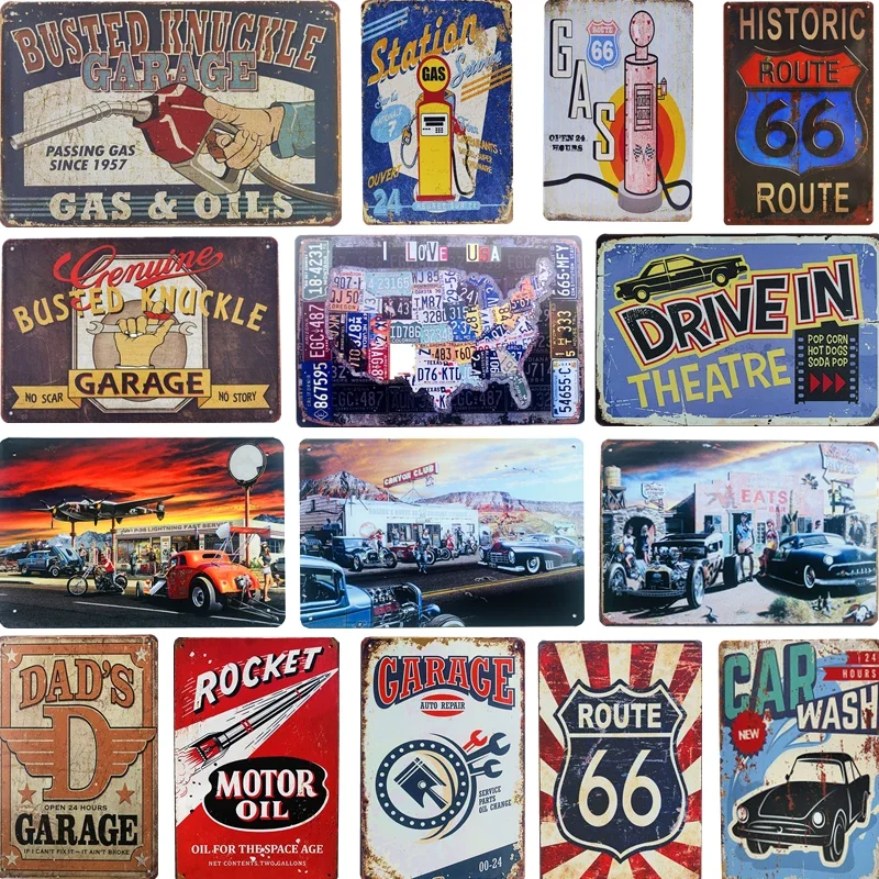 Shabby Chic Dad's Garage Metal Tin Sign My Tools My Rules Plates Motor Gas Service Repair Motor Garage Poster Home Wall Decor