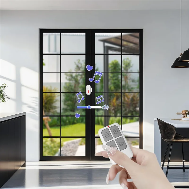 

Wireless Door Alarms When Opened With Remote,Door Security Sensor Chime Window Alarm Pool Alarm Door Alarm 2 Pack-Y41A