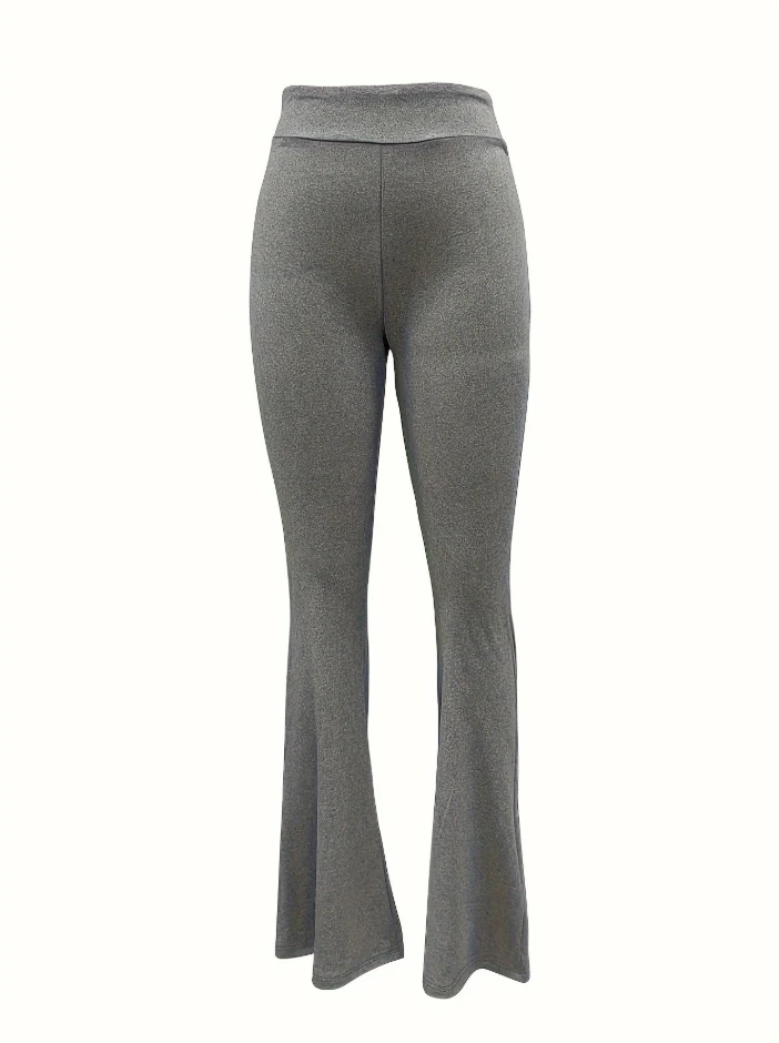 Fashion Women Pants Spring New Casual Retro Minimalist Elastic Waist Solid Color Bag Hip Casual Flare Pants for Women Sports