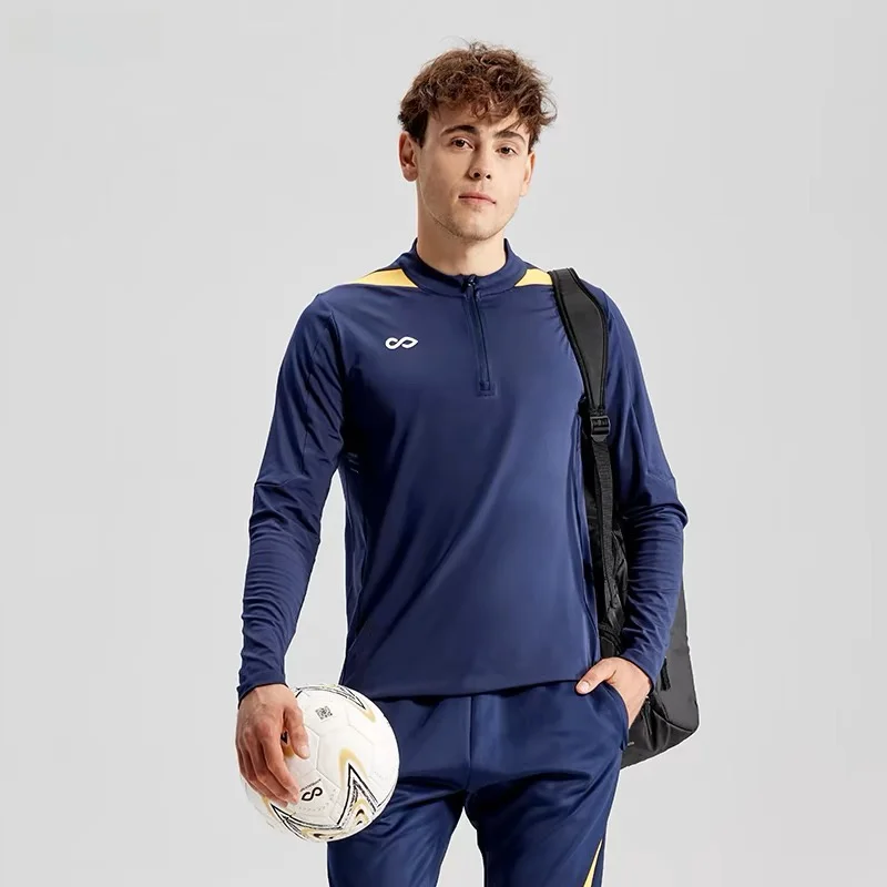 cikers-half-zip-long-sleeve-running-training-clothes-sweatshirt-for-men-sports-fitness-polyester-fabric-football-team-uniform