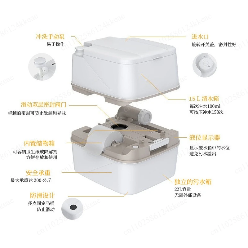 Large Capacity Multi-Function Injection Molding Toilet, Travel Traffic Jam Toilet Artifact, Toilet Outdoor Toilet