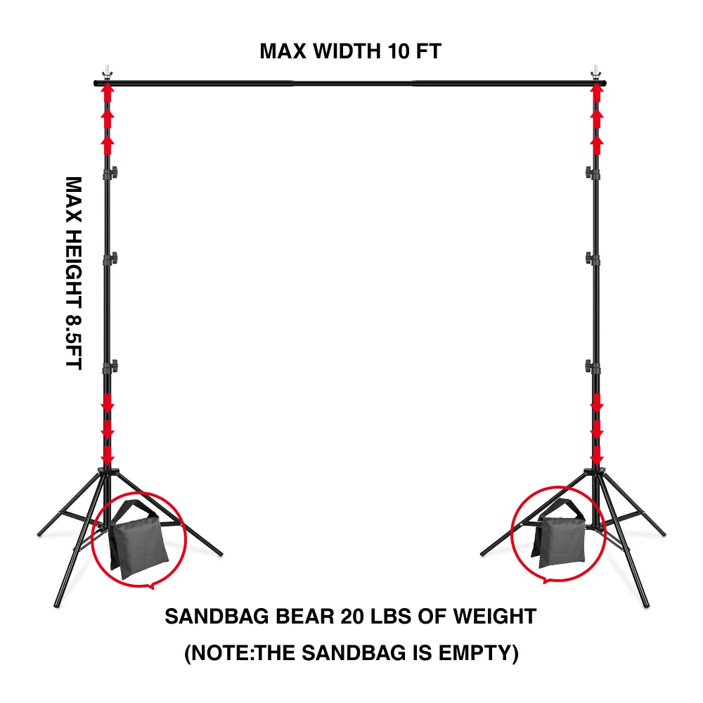 Backdrop Stand Video Photo Video Studio Background Support System Kit With Carry Bag For Photography Party Event Stand