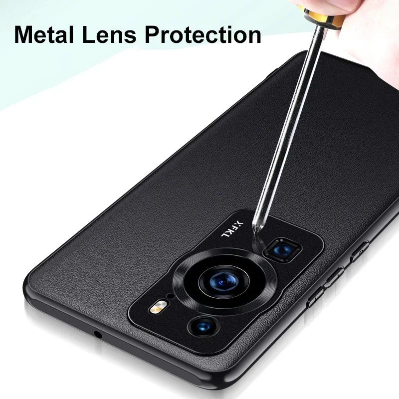 Luxury Leather Case For Huawei P60 Pro Cover Matte Silicone Metal Lens Full Protection Phone Case For HuaweiP60 P60Pro Coque