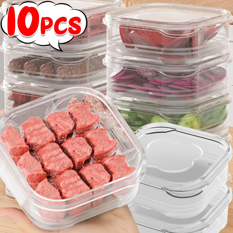 

10/pc Refrigerator Storage Box Food-Grade Meat Fresh-keeping Boxes Transparent Home Kitchen Vegetable Fruit Sealed Small Crisper