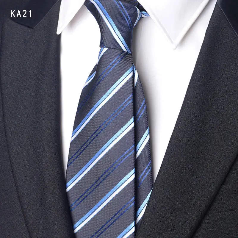 High Quality Handcrafted 9cm Wide Edition Cravat Blue Light Gray Striped Tie For Men's Business Attire Suit Commuting Necktie