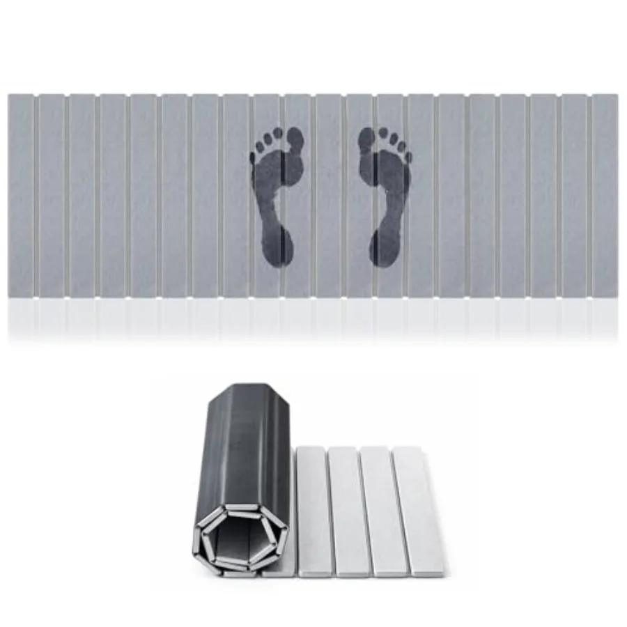 

Long Foldable Stone Bath Mat 47.2"x15.7" Large Diatomaceous Earth Bath Mat with Non-Slip Rubber Base Super Absorbent Fast Dryin
